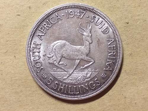 1947 SA UNION SILVER 5 SHILLINGS