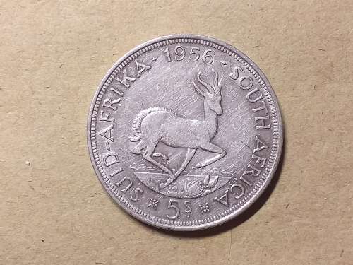 1956 SA UNION SILVER 5 SHILLINGS