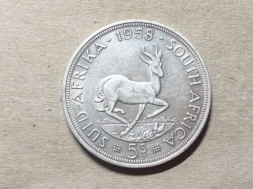 1958 SA UNION SILVER 5 SHILLINGS