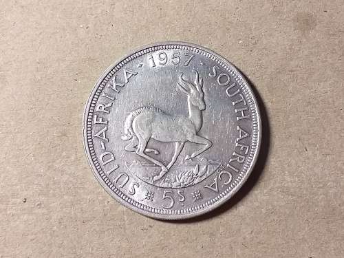1957 SA UNION SILVER 5 SHILLINGS