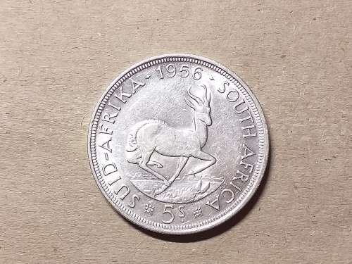 1956 SA UNION SILVER 5 SHILLINGS
