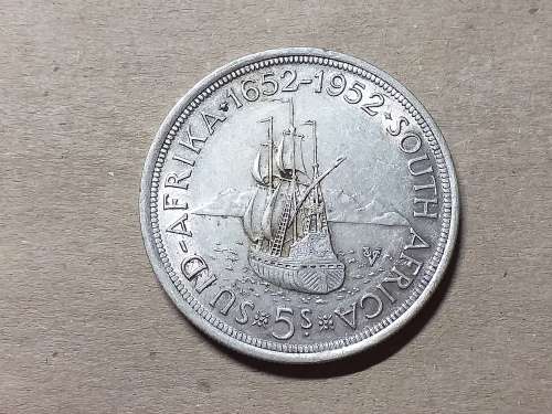 1952 SA UNION SILVER 5 SHILLINGS