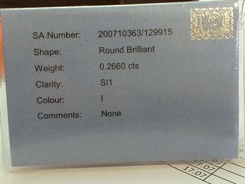 E.G.L. GRADED BRILLIANT ROUND DIAMOND [0.26 ct] SI1, I.