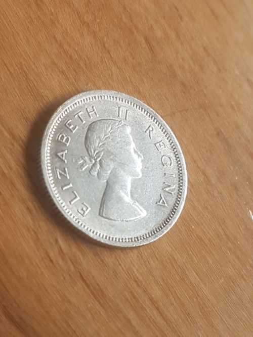 1957 SA UNION SILVER SIXPENCE