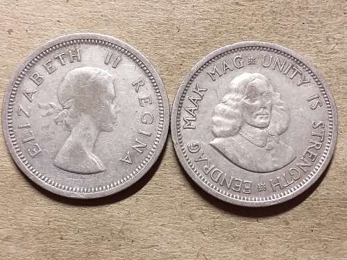 1960 AND 1962 RSA SILVER SHILLING / 10 CENT [One bid for both]