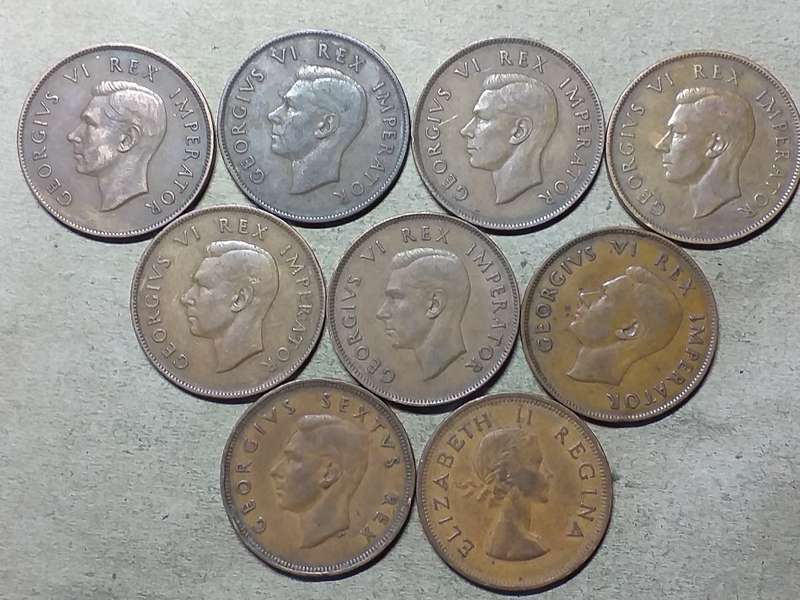 9 x SA UNION PENNY's. [Different dates]