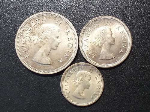 3 x 1960 SA UNION SILVER COINS