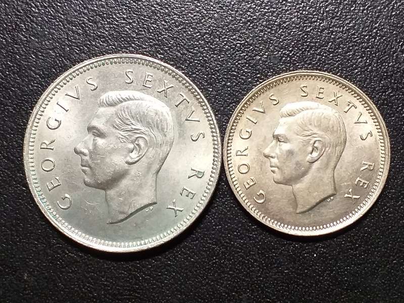 1951 SA UNION SILVER 1 AND 2 SHILLINGS [Uncirculated] (One bid for both)