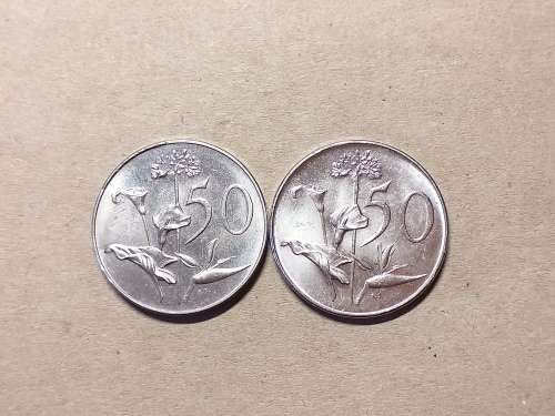 2 x 1966 RSA NICKEL 50 CENTS [Eng] (MS) One bid for both.