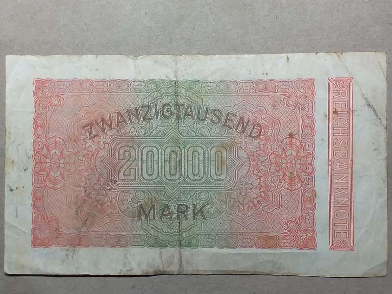 1923 GERMANY 20,000 Mark Reichsbanknote