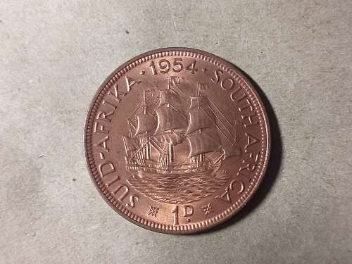 1954 SA UNION PENNY - BRILLIANT UNCIRCULATED