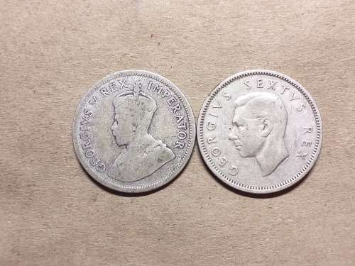 1932 and 1950 SA UNION SILVER SHILLINGS [One bid for both]