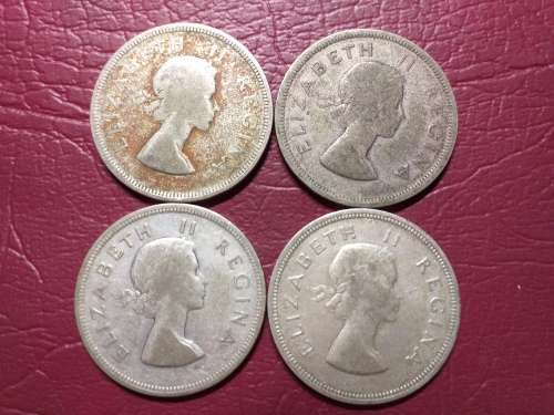 4 x SA UNION SILVER [50%] 2.5 SHILLINGS - DIFFERENT DATES [Bid per coin to take all]