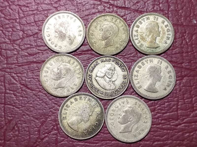 A LOT OF 8 SILVER THREEPENCES [Bid per coin to take all]