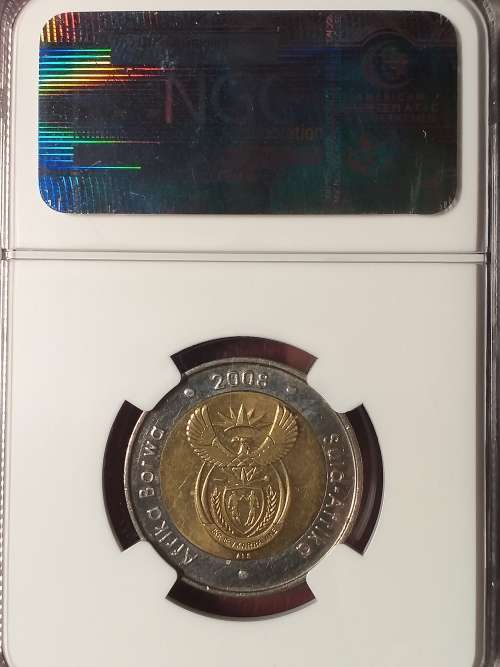 2008 RSA R5 MANDELA 90TH BIRTHDAY NGC GRADED MS 63
