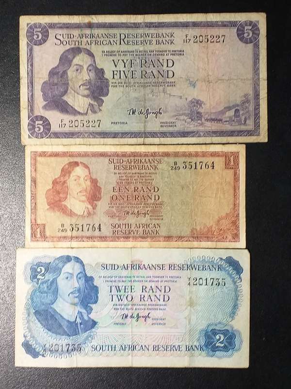 3 x RSA BANK NOTES - T.W. DE JONGH [One bid for all]