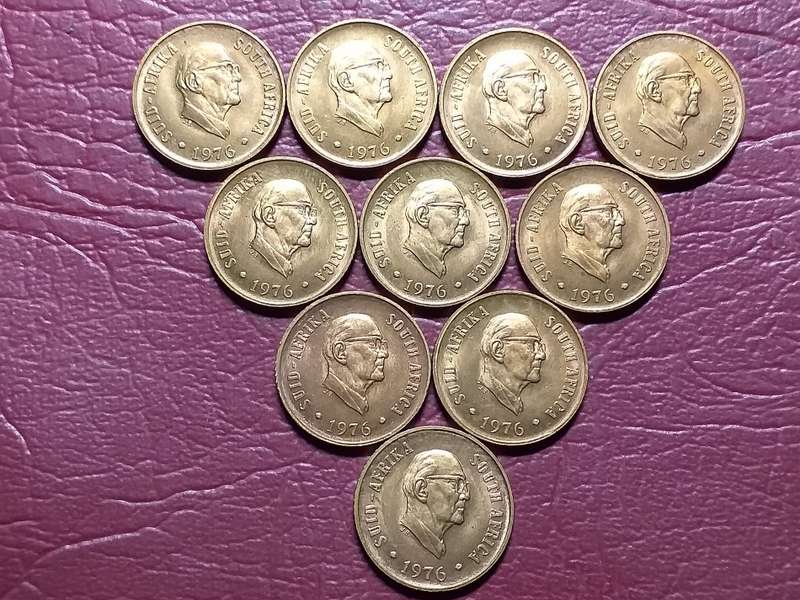 10 x 1976 RSA 1 CENT COINS - ALL BRILLIANT UNCIRCULATED - [Bid per coin to take all]
