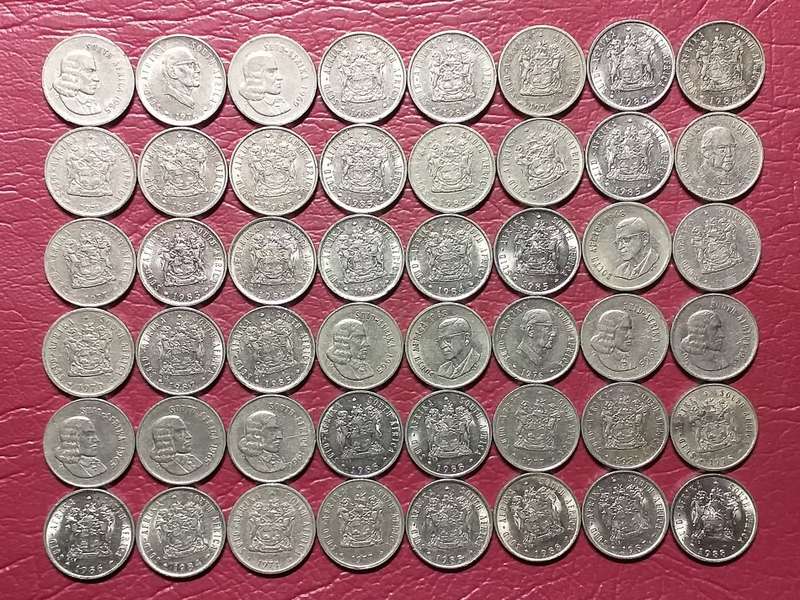 A LOT OF 48 RSA NICKEL 5 CENTS - [Bid per coin to take all]