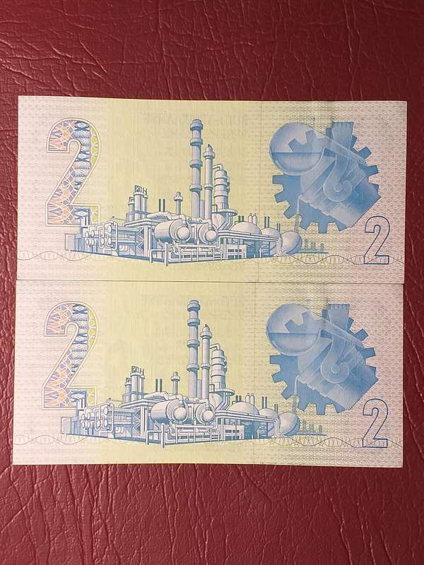 2 x RSA R2 NOTES UNCIRCULATED IN SEQUENCE [G de Kock] - Bid per note to take both.