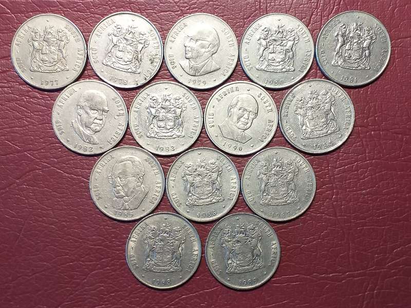 A LOT OF 14 RSA NICKEL R1 COINS - DIFFERENT DATES - [Bid per coin to take all]