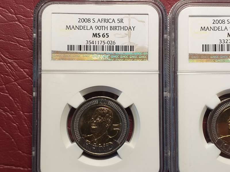 2008 RSA R5 MANDELA 90TH BIRTHDAY NGC GRADED MS 65/66/67 [Bid per coin to take all three]