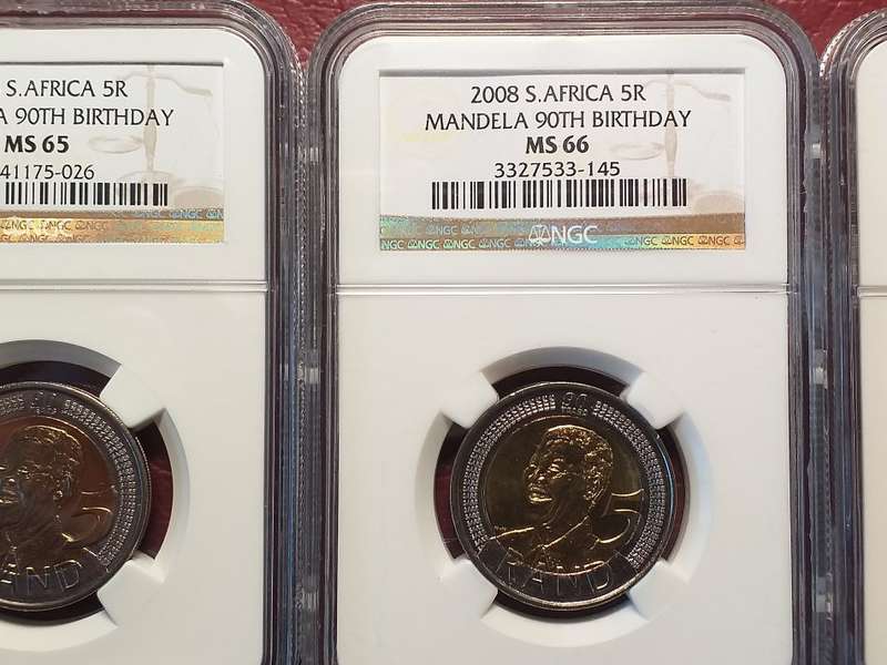 2008 RSA R5 MANDELA 90TH BIRTHDAY NGC GRADED MS 65/66/67 [Bid per coin to take all three]