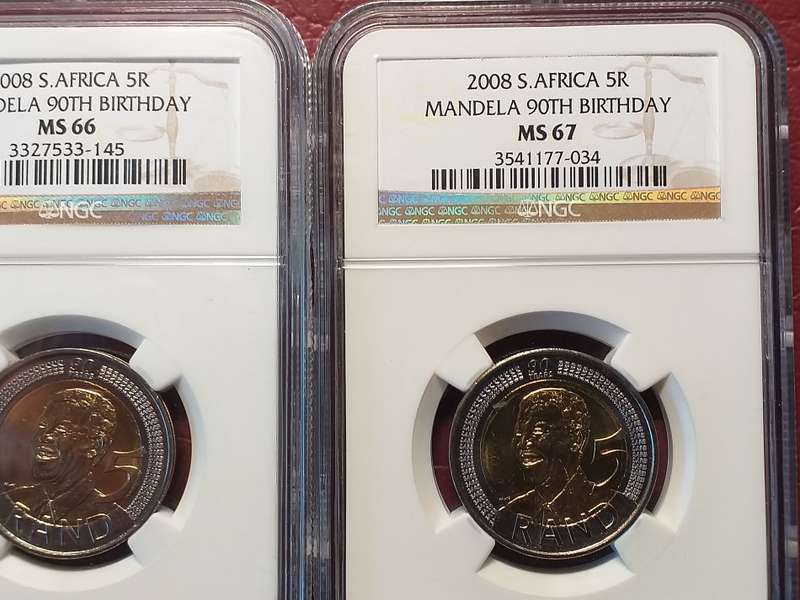 2008 RSA R5 MANDELA 90TH BIRTHDAY NGC GRADED MS 65/66/67 [Bid per coin to take all three]