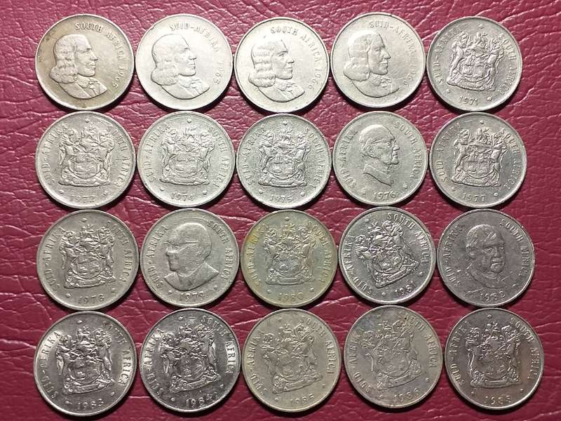 A LOT OF 20 RSA NICKEL 20 CENTS - DIFFERENT DATES - [Bid per coin to take all]