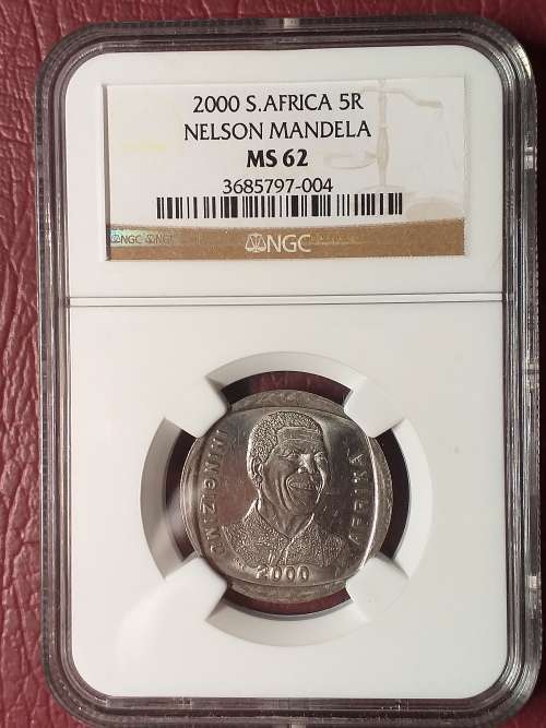 2000 RSA R5 MANDELA - NGC GRADED MS 62