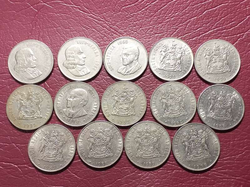 14 x RSA NICKEL 50 CENT COINS - DIFFERENT DATES - [Bid per coin to take all]