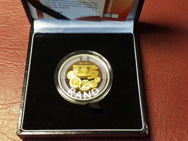 2011 SILVER PROOF R5 CROWN (33,6 g) - SARB 90th ANNIVERSARY - CAPSULED IN ORIGINAL BOX SEALED