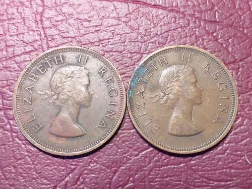 2 x 1956 SA UNION PENNIES - [Bid per coin to take both]