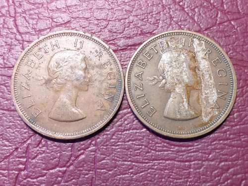 2 x 1953 SA UNION PENNIES - [Bid per coin to take both]