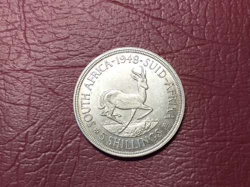 1948 SA UNION SILVER 5 SHILLINGS - [CROWN]