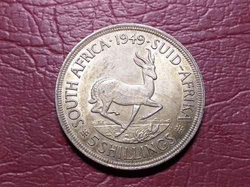 1949 SA UNION SILVER 5 SHILLINGS - [CROWN]