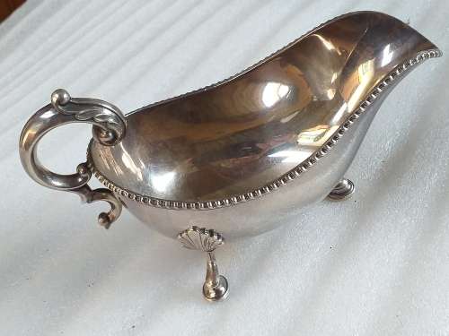 LOVELY SILVER PLATED SAUCE BOWL - [L: 15 cm x 6,5 cm x 8,5 cm]
