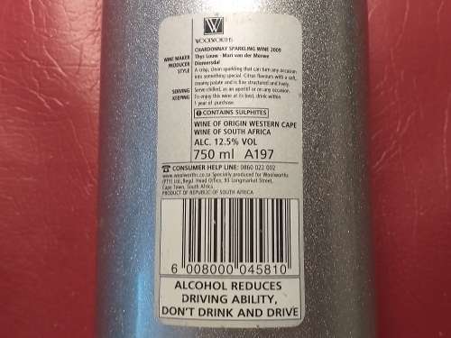 2009 WOOLWORTHS CHARDONNAY SPARKLING WINE - SEE DESCRIPTION