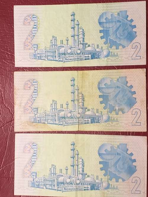 3 x RSA TWO RAND NOTES - G. de KOCK - [Bid per note to take all.]