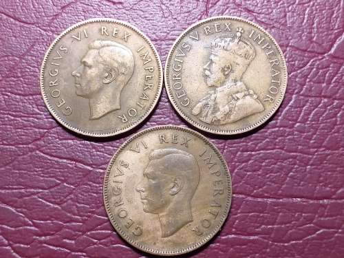 3 x SA UNION PENNIES - [Bid per coin to take all.]