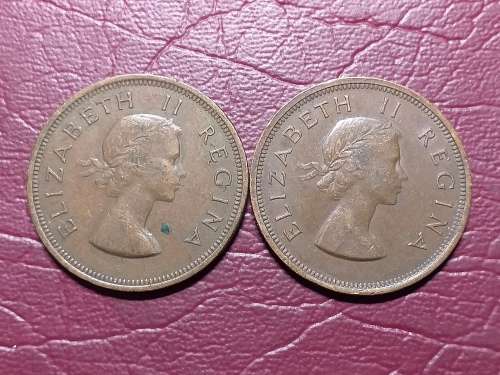 2 x 1956 SA UNION PENNIES - [Bid per coin to take both]