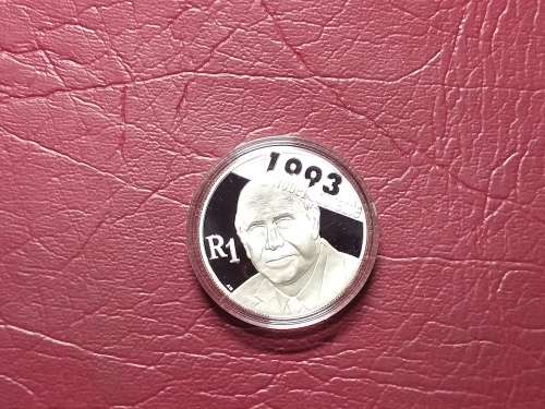 2007 SILVER PROOF PROTEA R1 CAPSULED - FW DE KLERK
