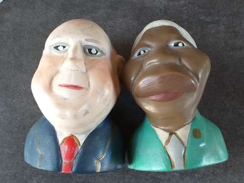FW AND MANDELA SALT AND PEPPER POT SET IN VERY GOOD CONDITION -  [H,  11 cm]