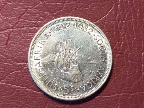 1952 SA UNION SILVER 5 SHILLINGS