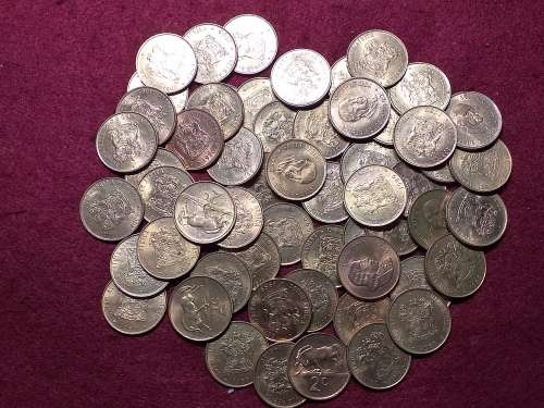 A LOT OF 55 RSA 2 CENT COINS - BRILLIANT UNCIRCULATED - [Bid per coin to take all.]