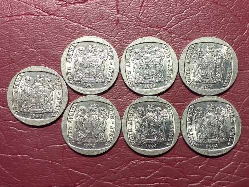A LOT OF 7 x 1994 RSA 5 RAND PRESIDENTIAL INAUGURATION - [Bid per coin to take all.]