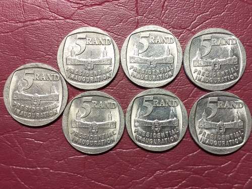 A LOT OF 7 x 1994 RSA 5 RAND PRESIDENTIAL INAUGURATION - [Bid per coin to take all.]