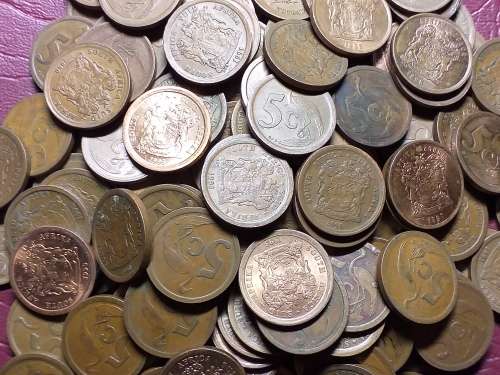A LOT OF 150 RSA 5 CENTS - [Bid per coin to take all.]