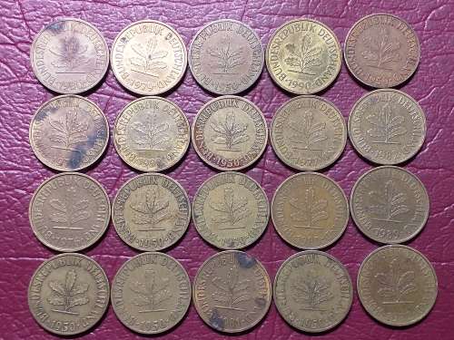 A LOT OF 20 GERMANY 5 PFENNIG COINS - [Bid per coin to take all.]
