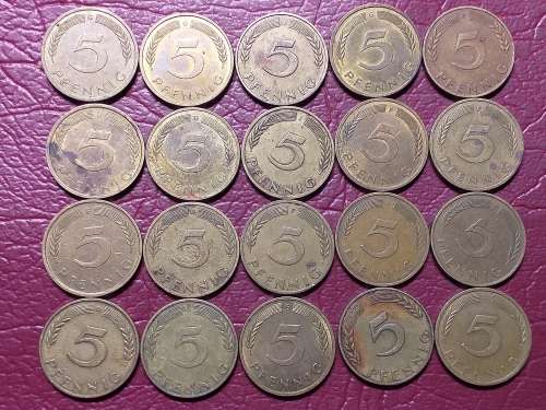 A LOT OF 20 GERMANY 5 PFENNIG COINS - [Bid per coin to take all.]