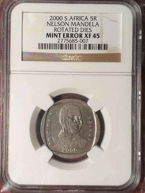 2005 RSA R5 NELSON MANDELA MINT ERROR - NGC GRADED XF 45